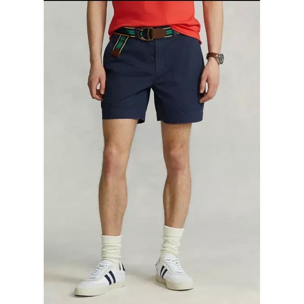 Polo Ralph Lauren Mens Classic Fit 6" Chino Shorts Navy Blue Cotton Size 36